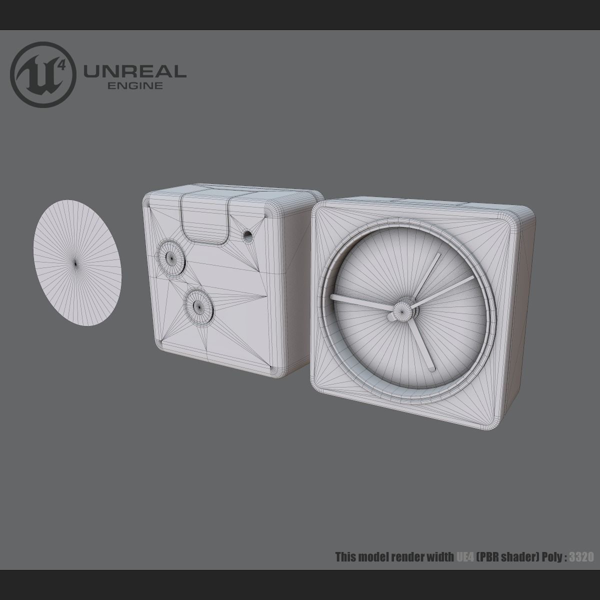 Clock unreal alarm Low-poly 3D model_4