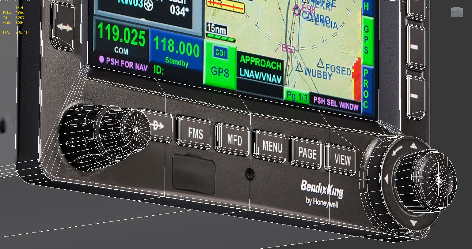 Bendix King KSN-770 multifunction Integrated Navigator Low-poly 3D model_8