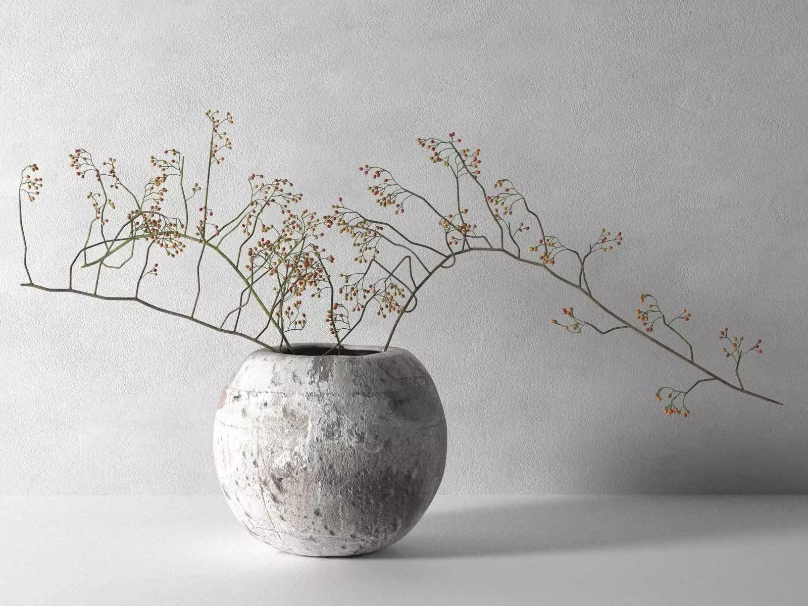 Vase with Rose Hip 3D model_0