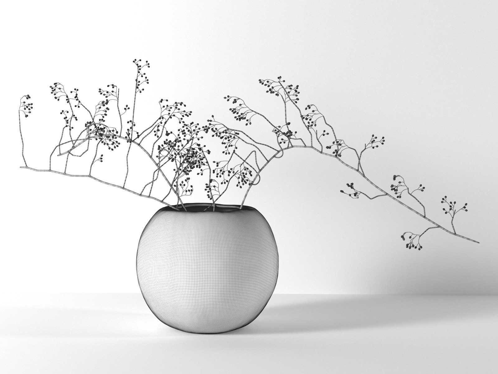 Vase with Rose Hip 3D model_1