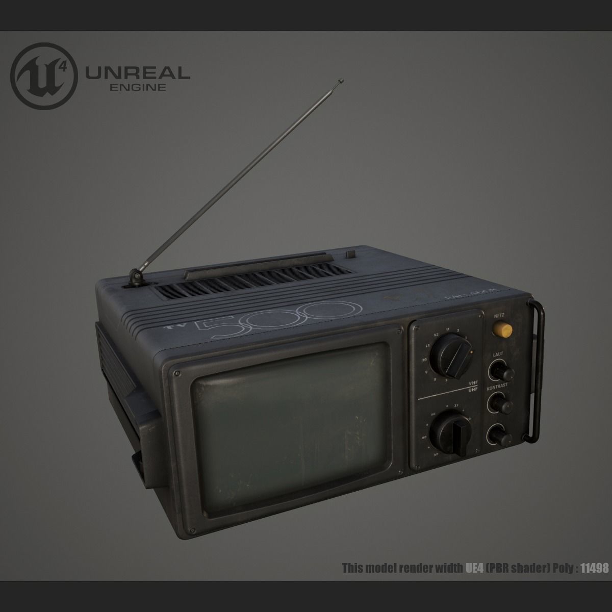 Old TV Low-poly 3D model_4