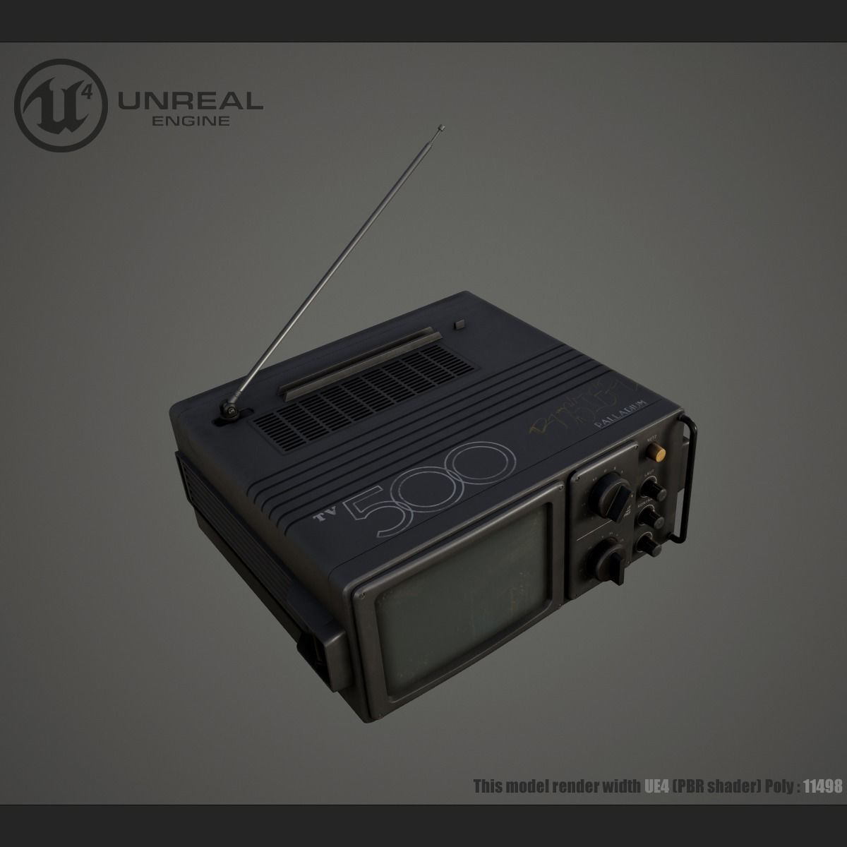 Old TV Low-poly 3D model_1
