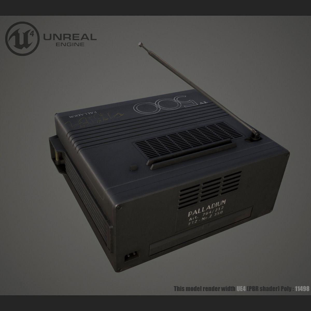 Old TV Low-poly 3D model_3