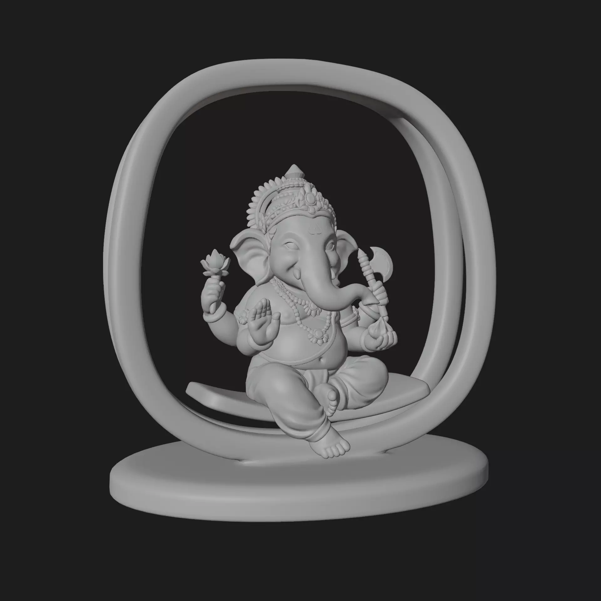 Detailed Lord Ganesha on a Swing 3D Print Ready model 3D print model