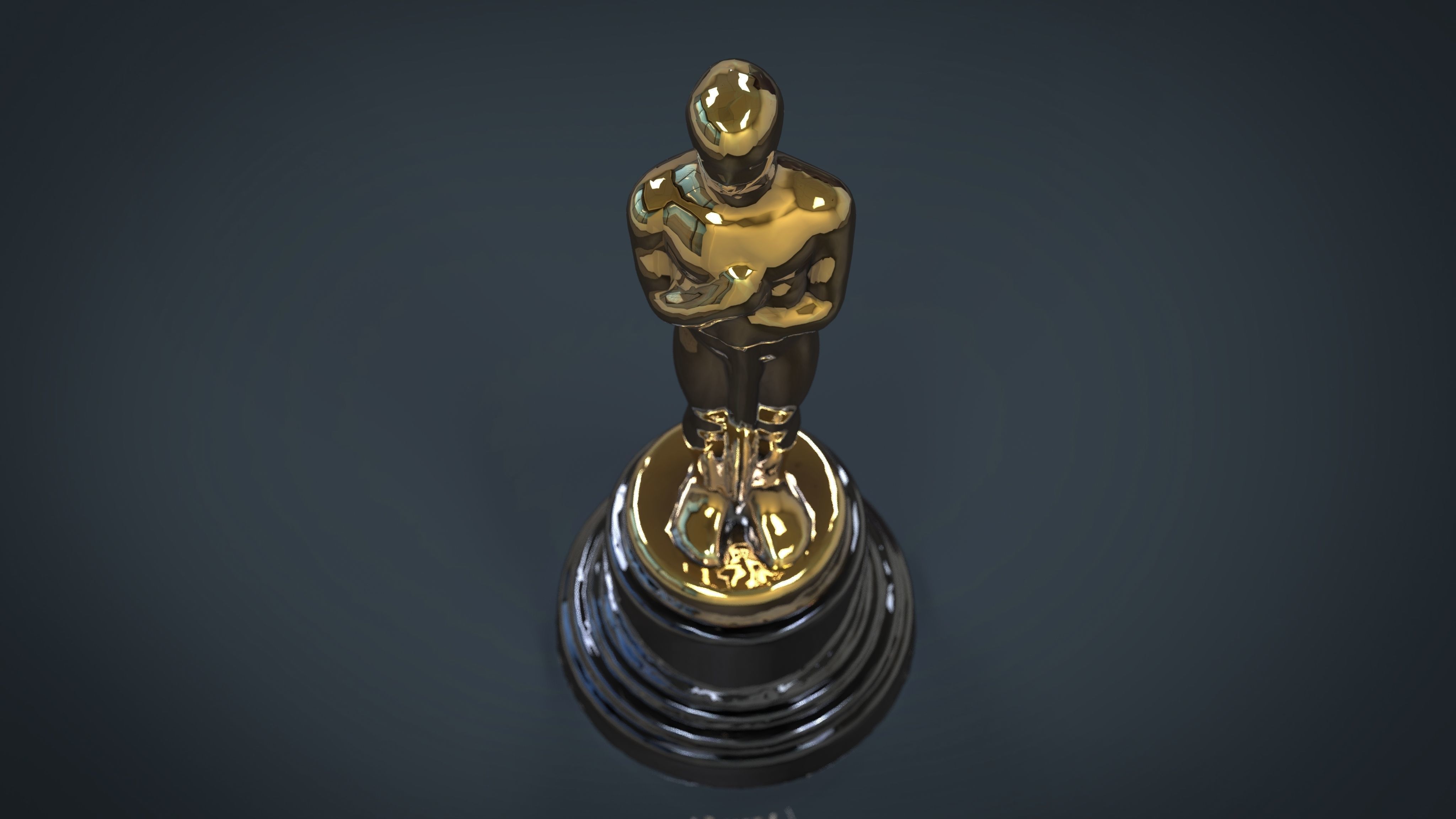 Gold Hollywood Award Statue Low-poly 3D model_14