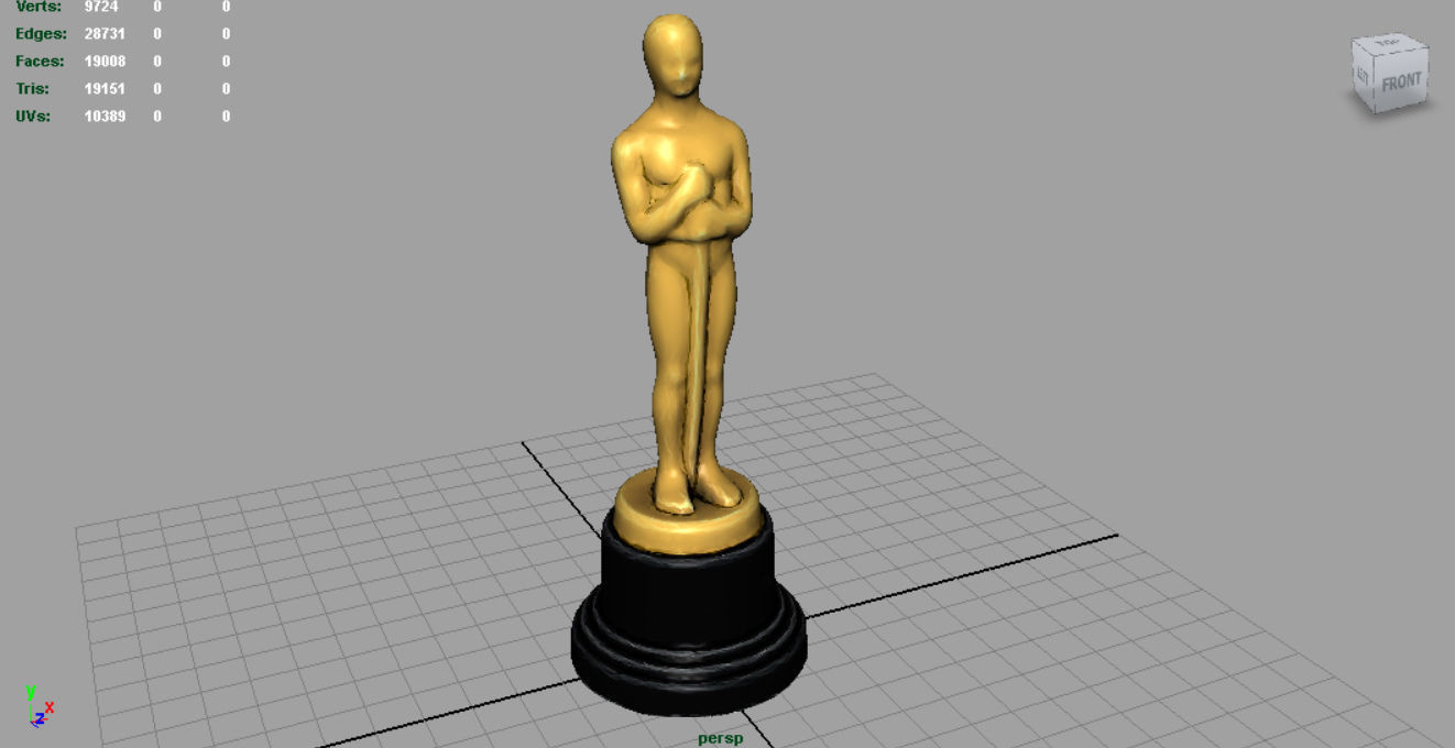 Gold Hollywood Award Statue Low-poly 3D model_6