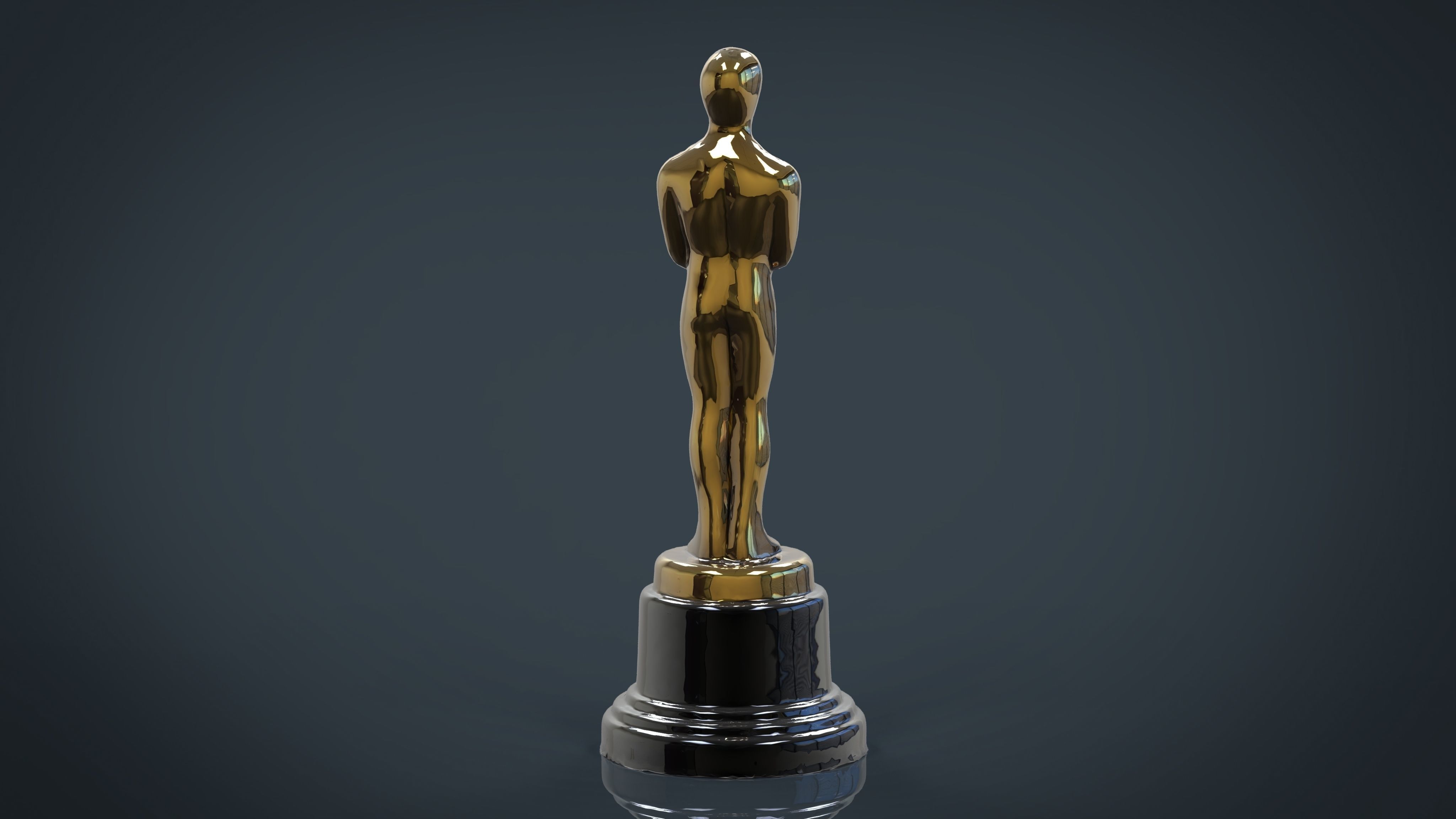 Gold Hollywood Award Statue Low-poly 3D model_4