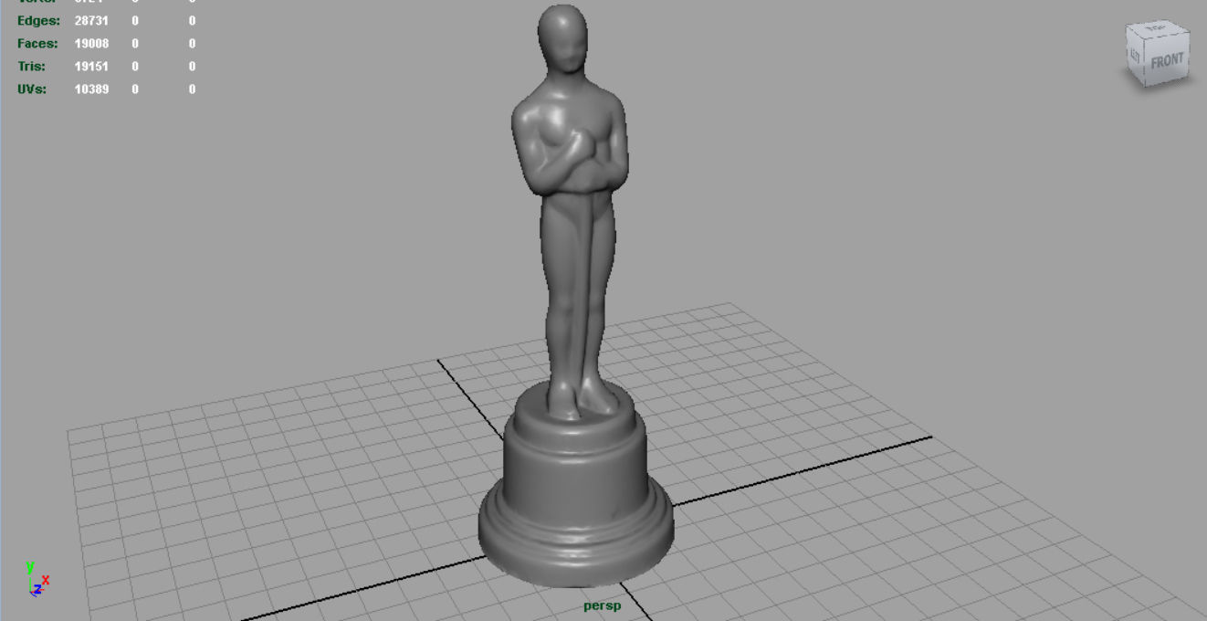 Gold Hollywood Award Statue Low-poly 3D model_5