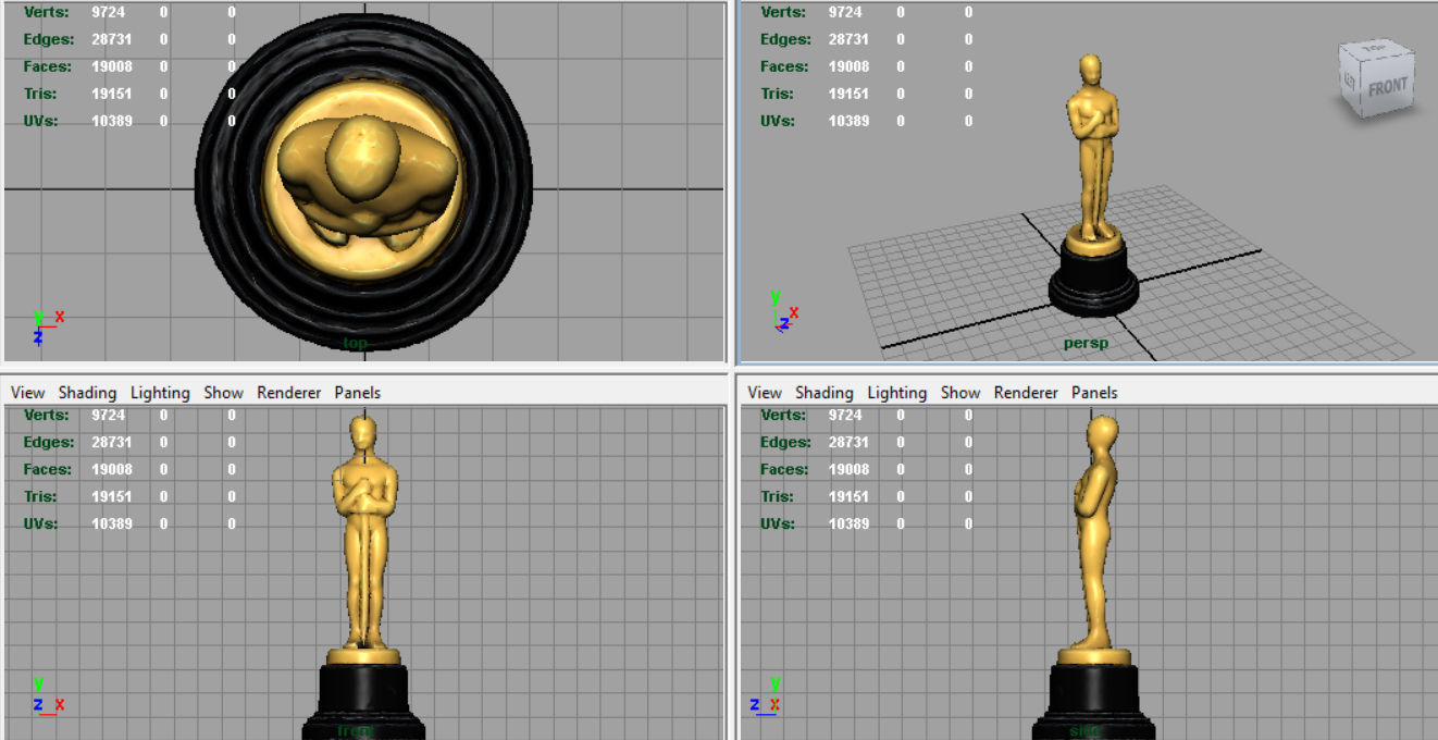Gold Hollywood Award Statue Low-poly 3D model_10