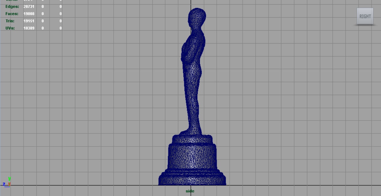 Gold Hollywood Award Statue Low-poly 3D model_12