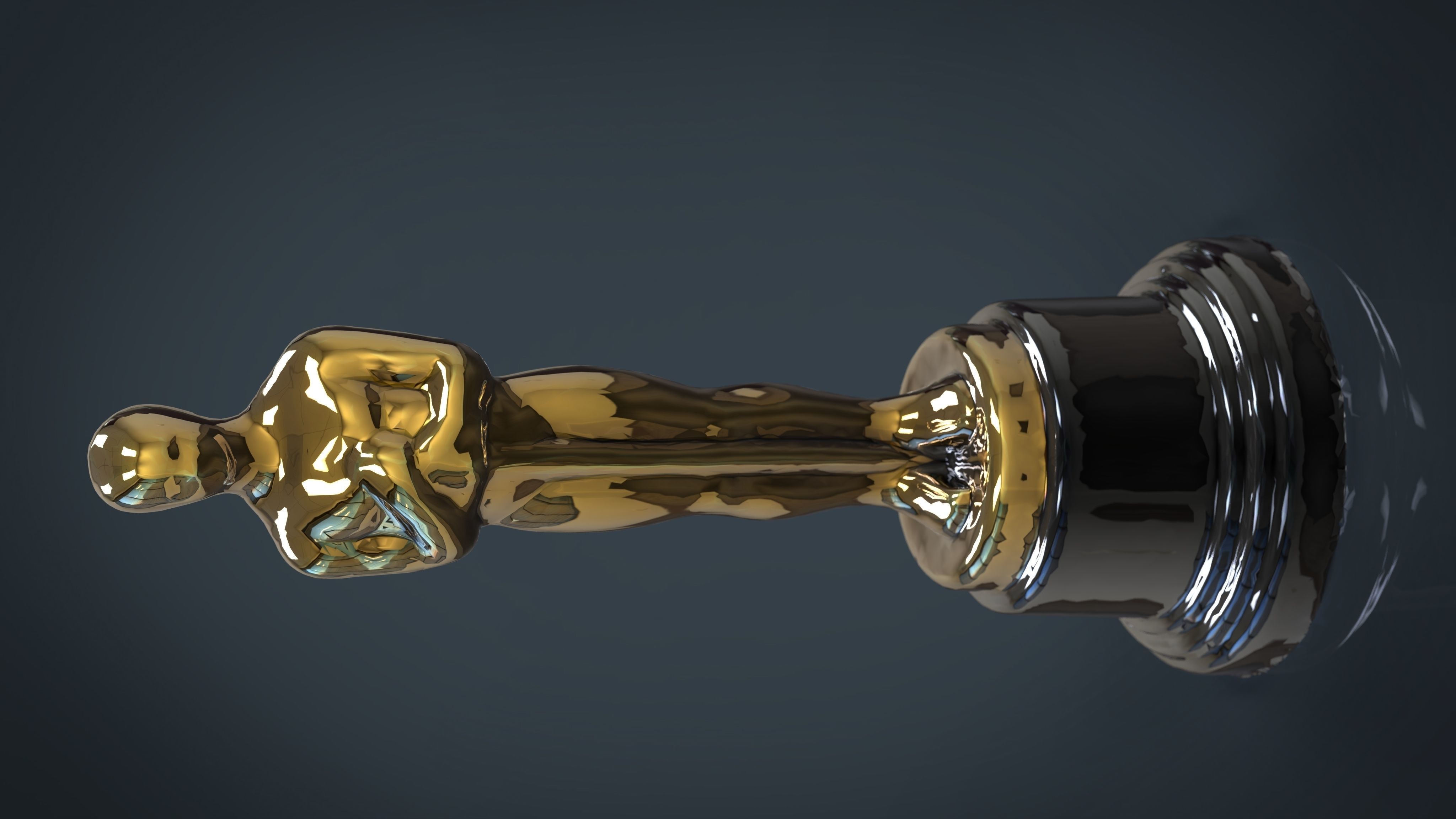 Gold Hollywood Award Statue Low-poly 3D model_8