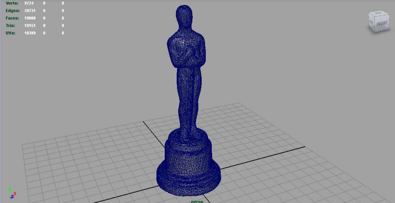 Gold Hollywood Award Statue Low-poly 3D model_7