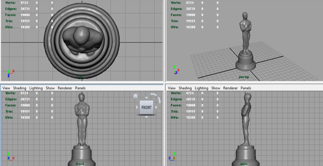 Gold Hollywood Award Statue Low-poly 3D model_9