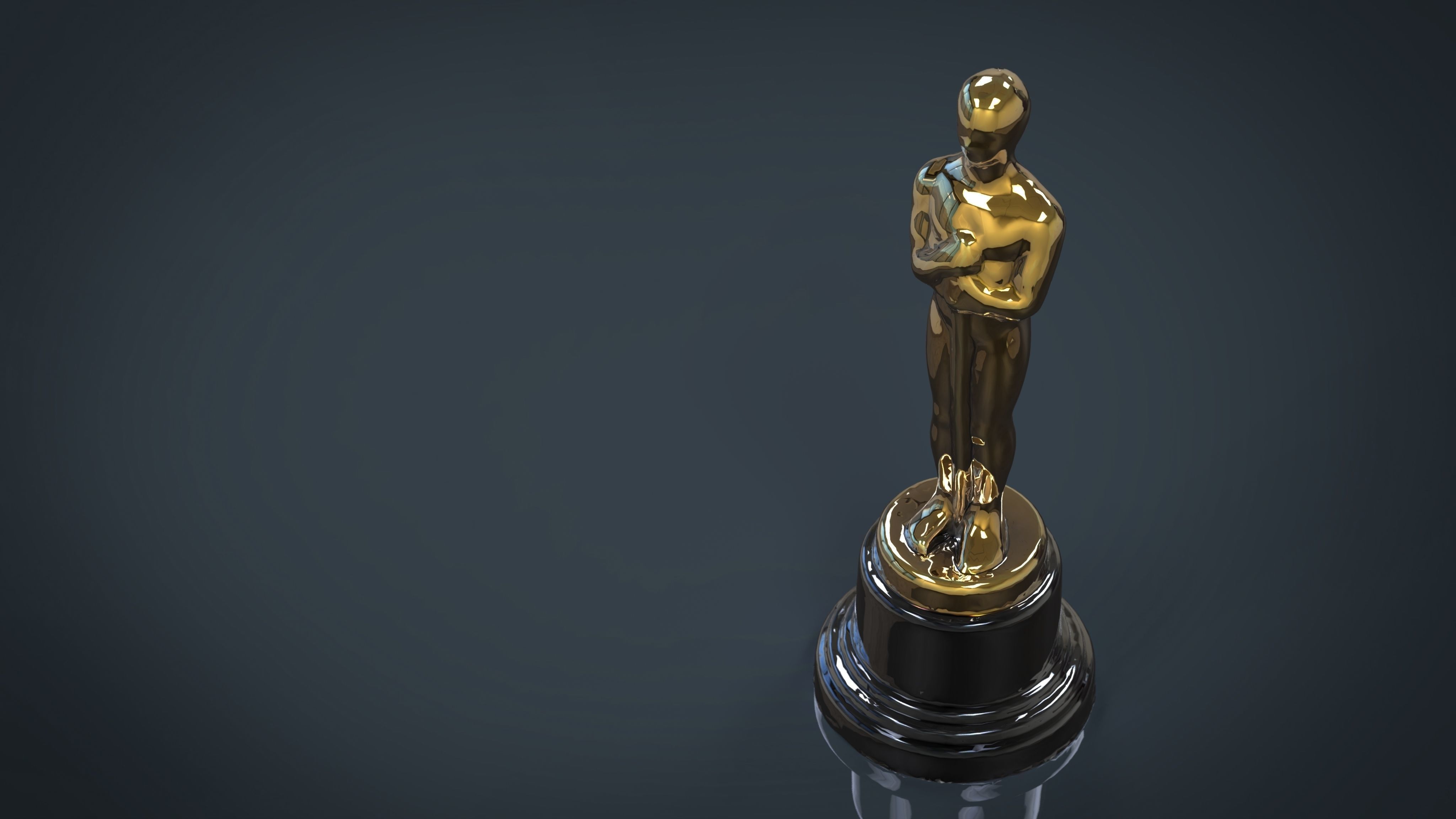 Gold Hollywood Award Statue Low-poly 3D model_2