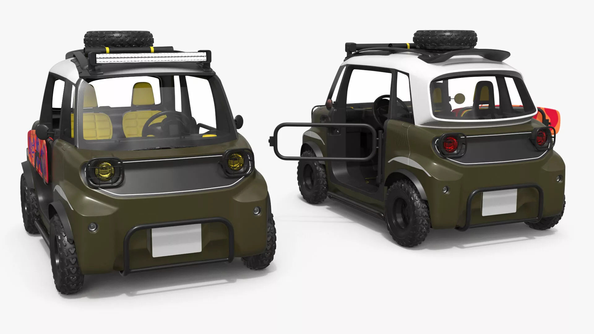 Urban Safari Mini Electric Vehicle Khaki Rigged for Maya 3D model