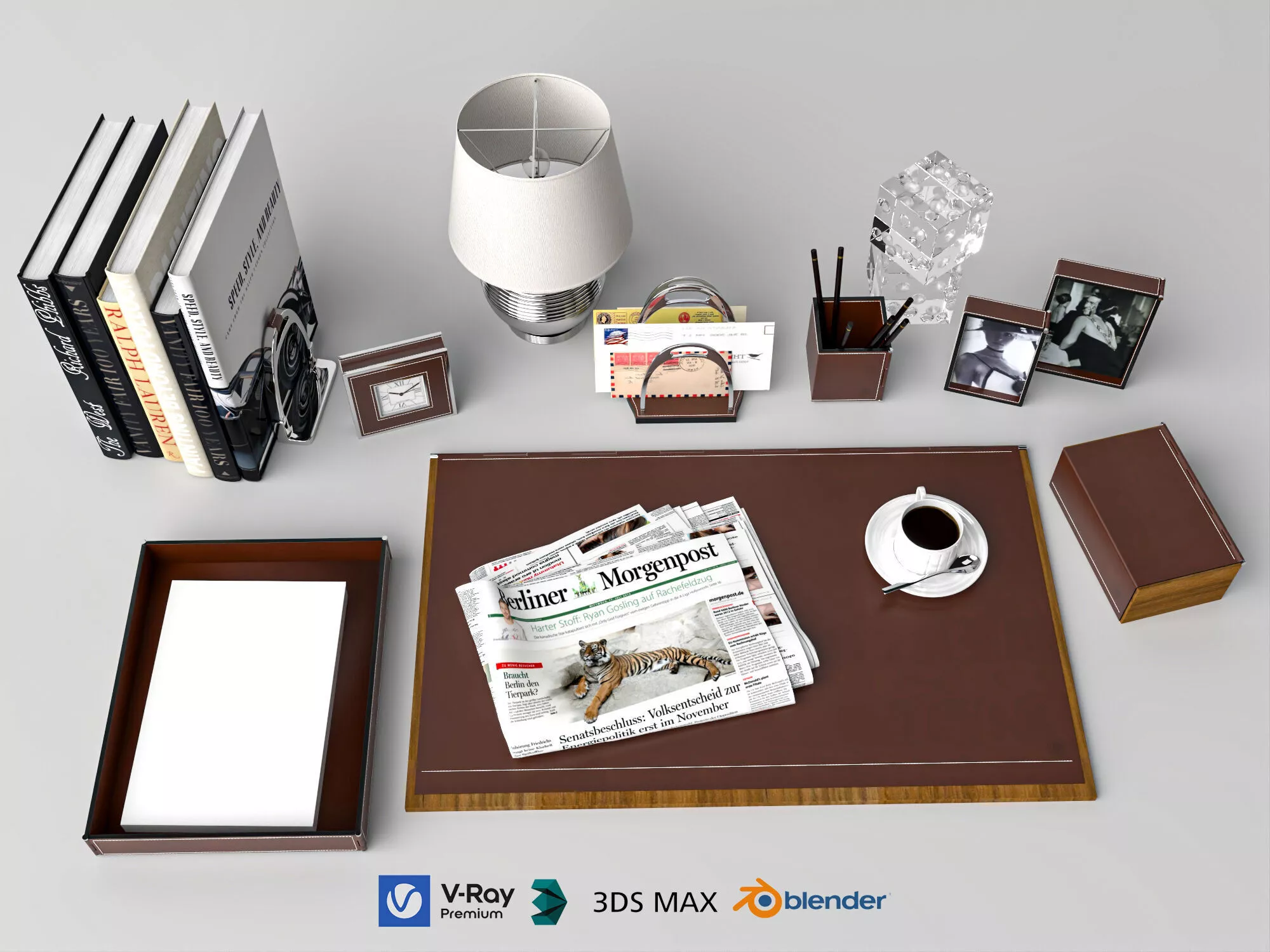 Modern Study Table Ornament Asset 3D model