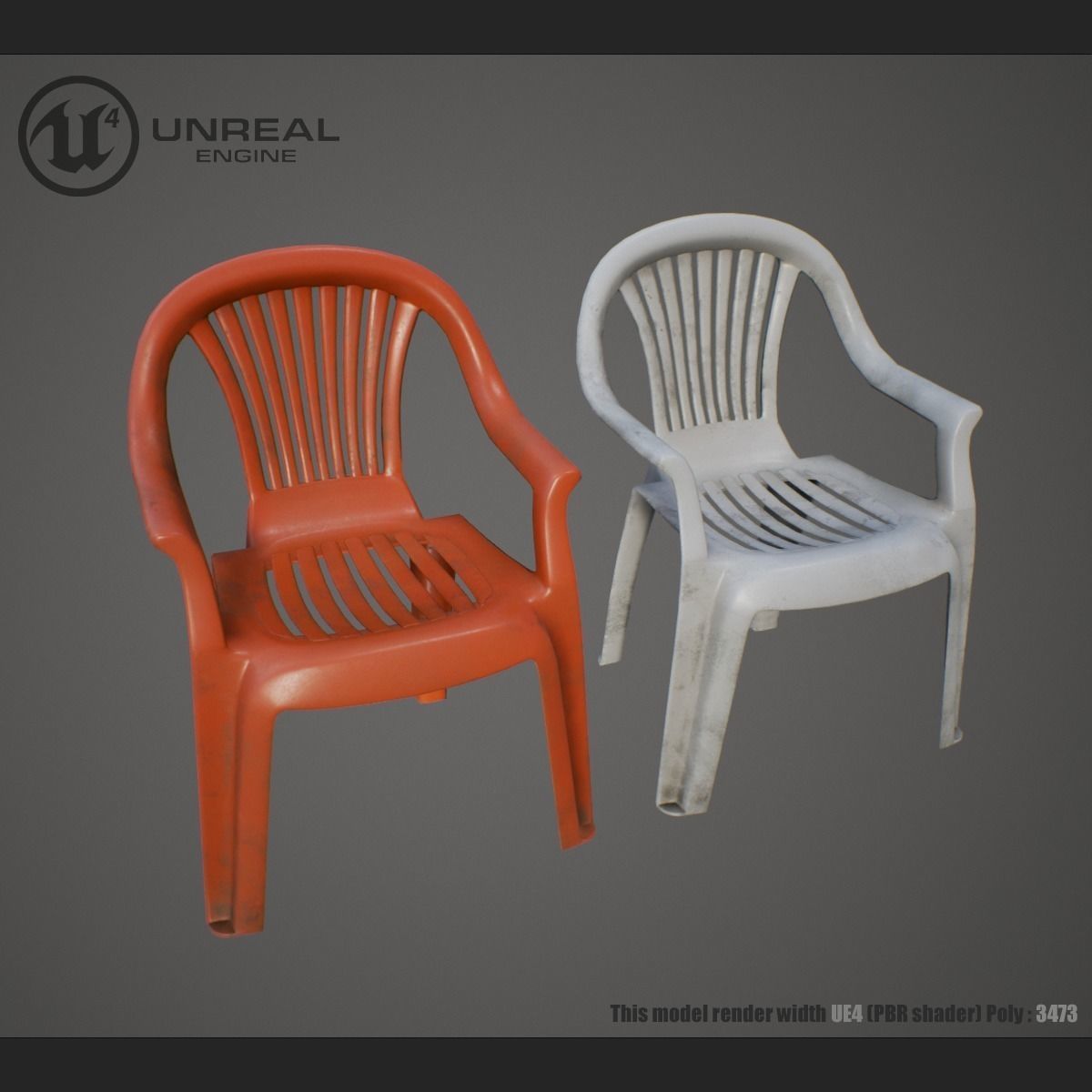 Plastic chair Low-poly 3D model