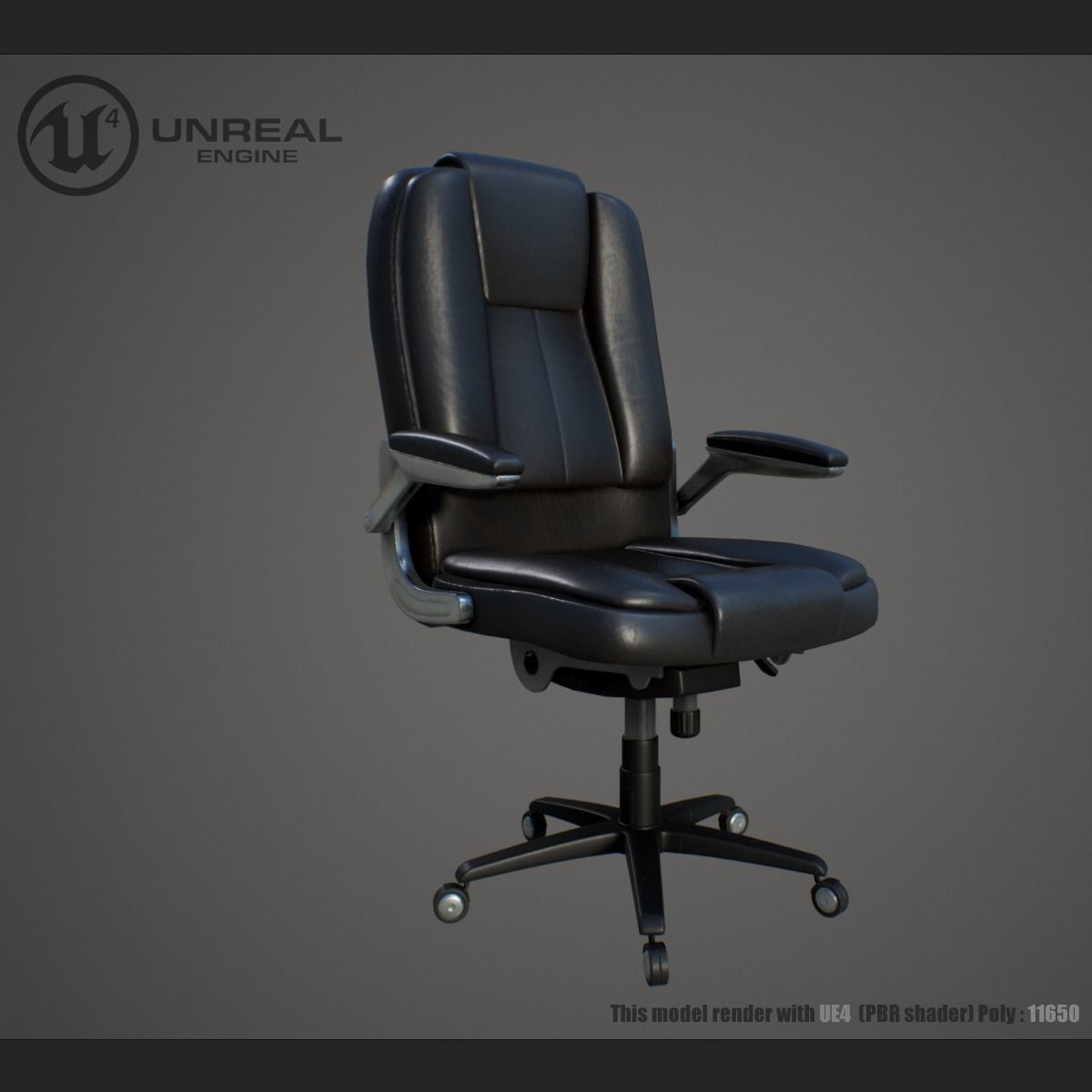 Office chair Low-poly 3D model_1