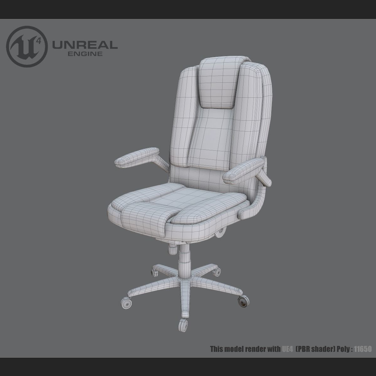 Office chair Low-poly 3D model_7