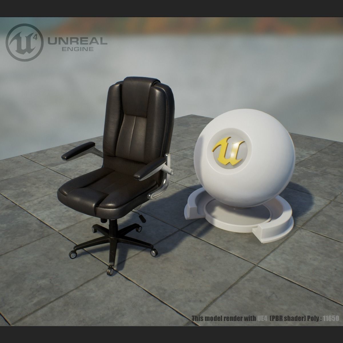 Office chair Low-poly 3D model_6