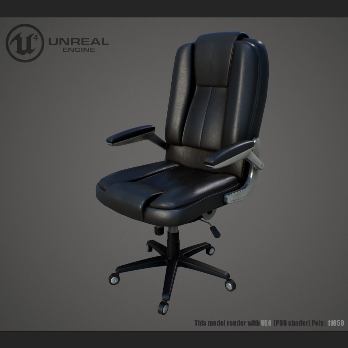 Office chair Low-poly 3D model_0
