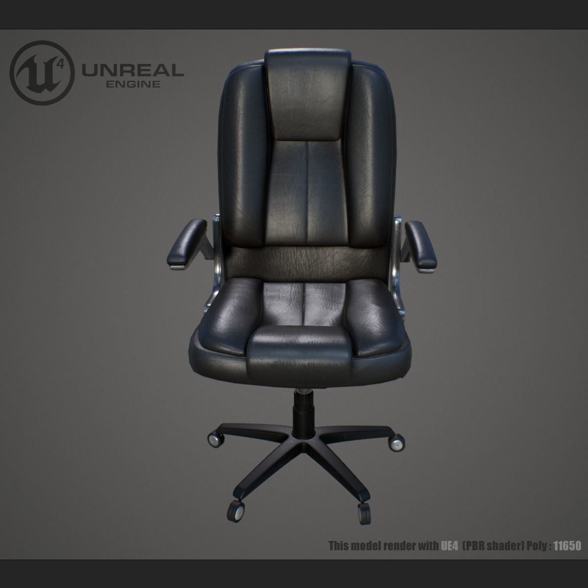 Office chair Low-poly 3D model_2