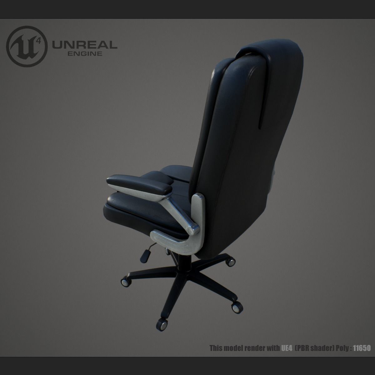 Office chair Low-poly 3D model_3