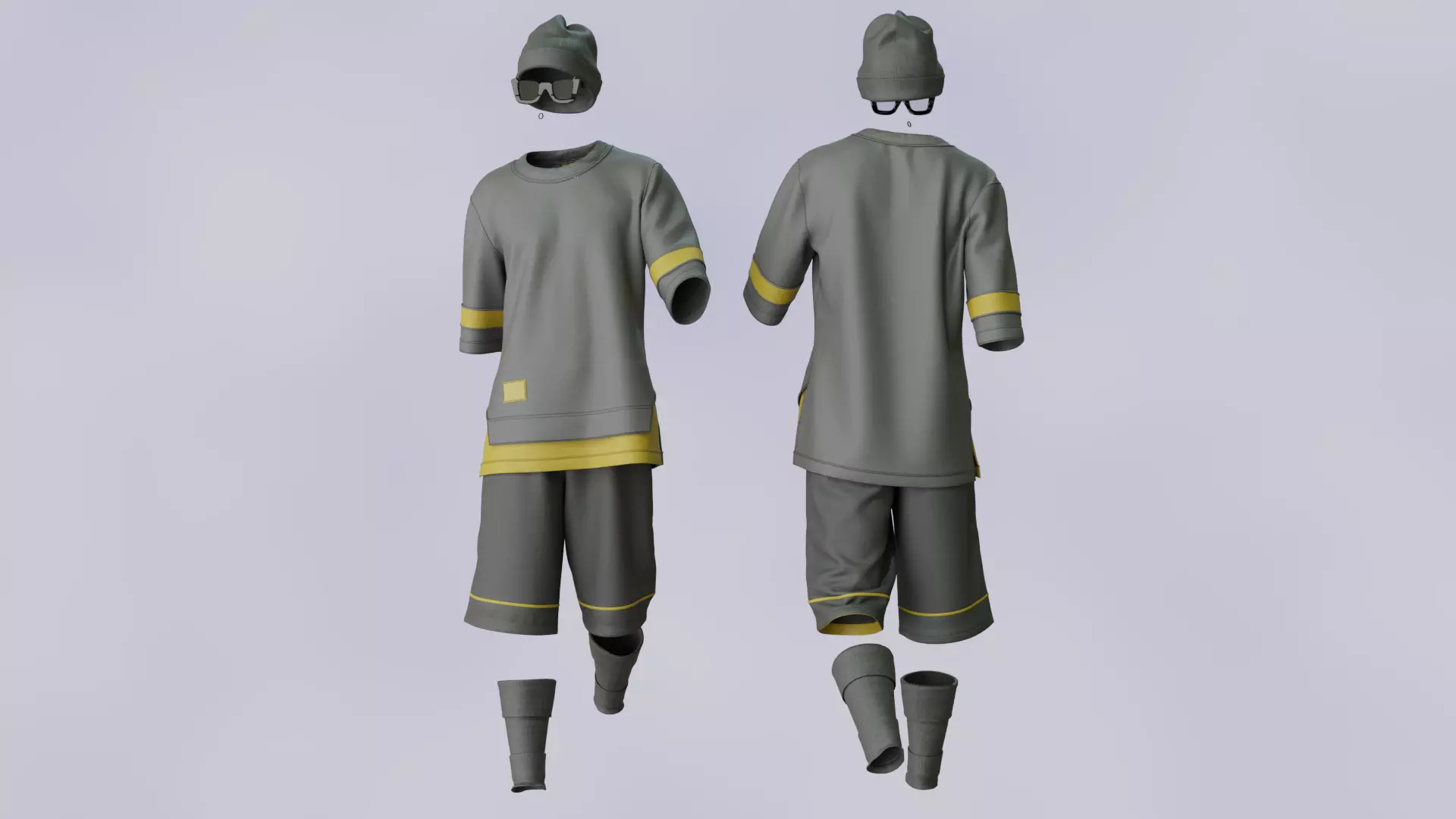 Men Casual Streetwear T-Shirt and Shorts Outfit 3D model