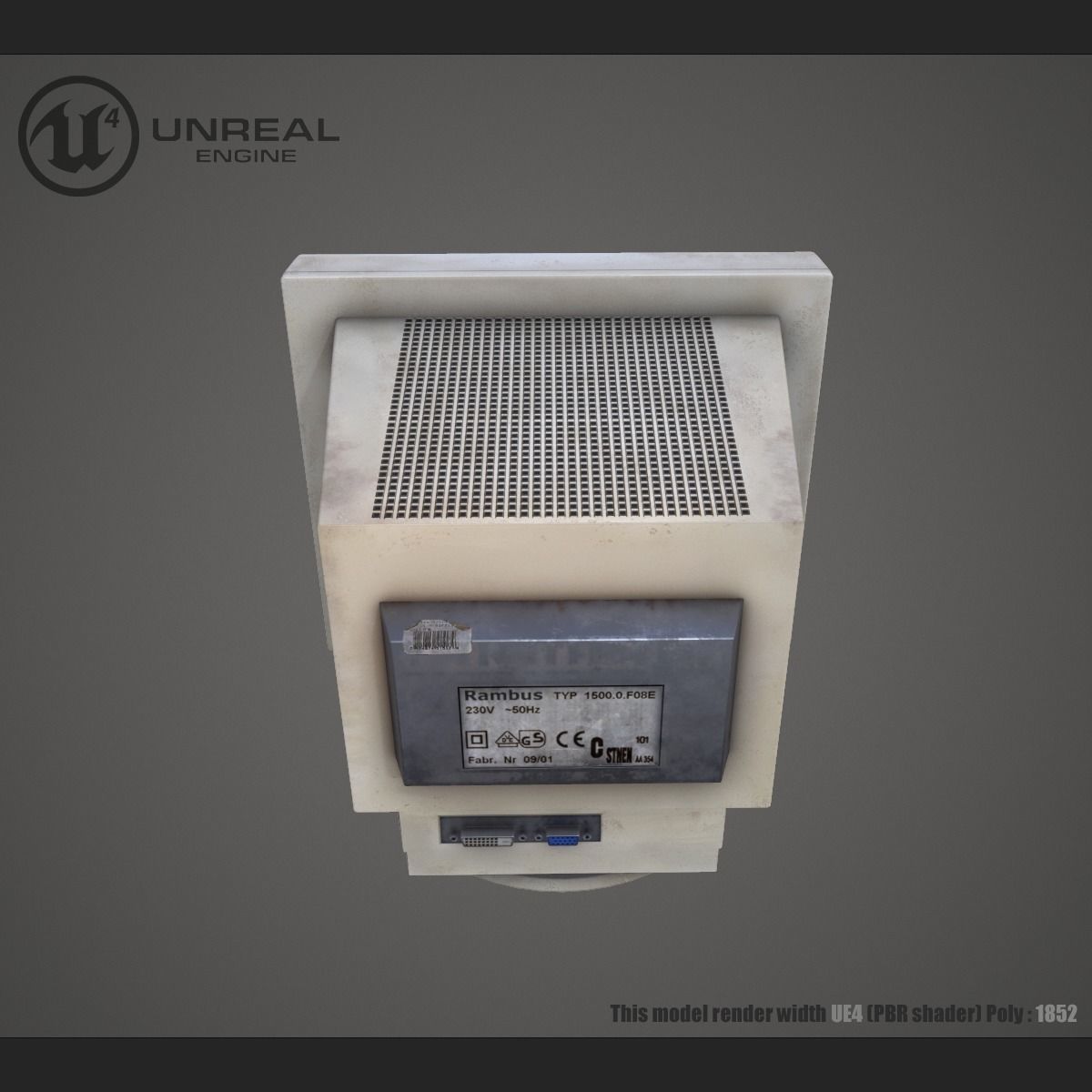 Old monitor Low-poly 3D model_3