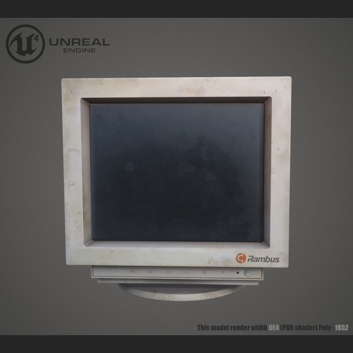 Old monitor Low-poly 3D model_5