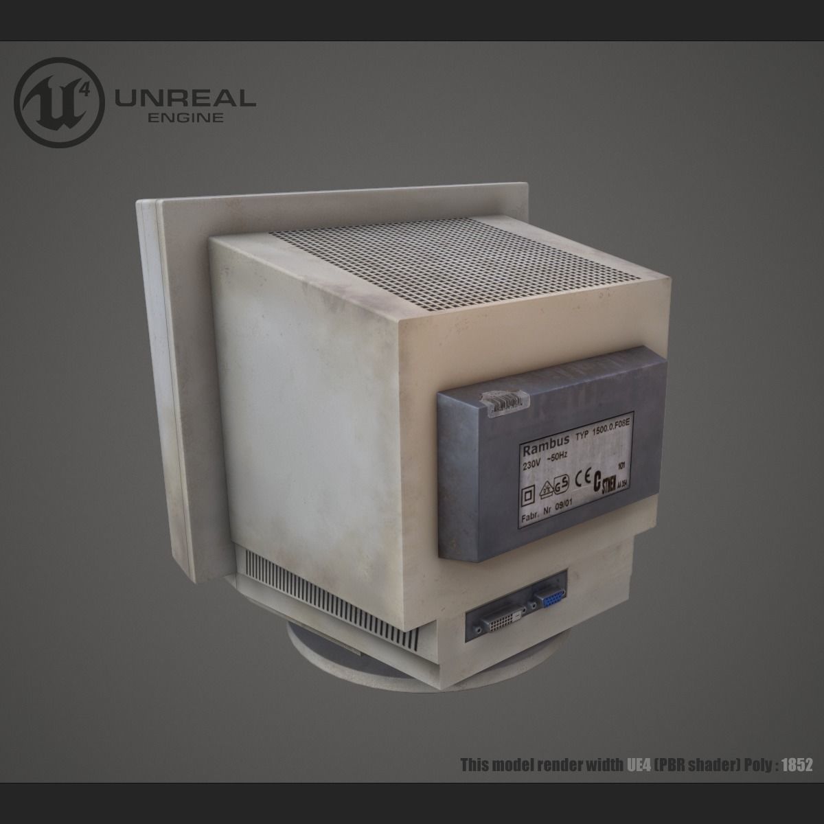 Old monitor Low-poly 3D model_2