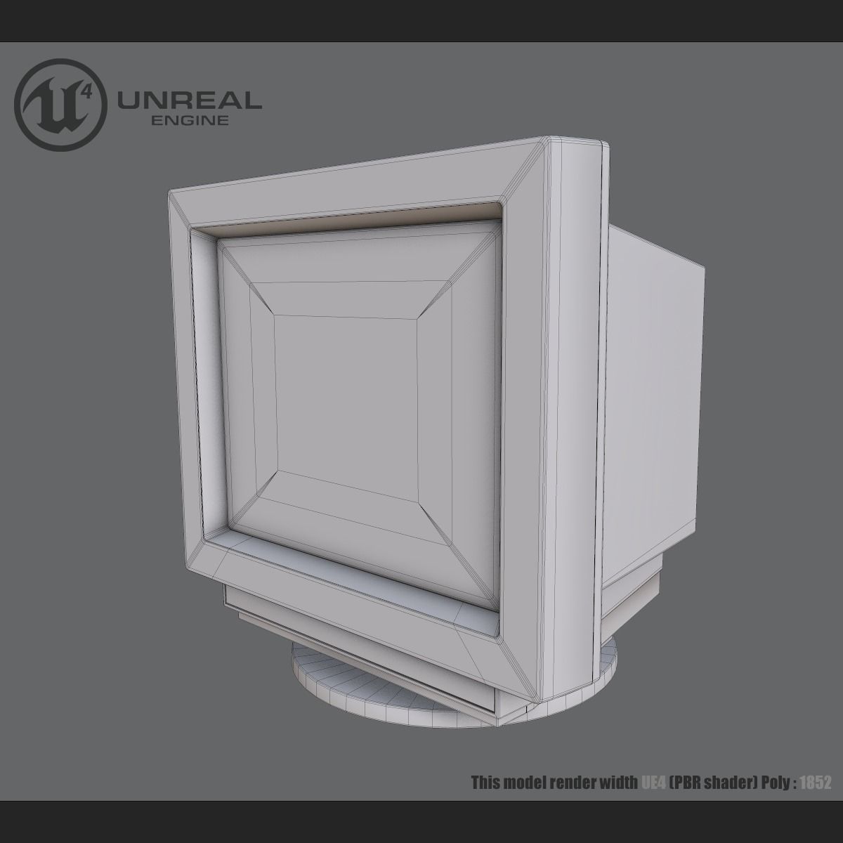Old monitor Low-poly 3D model_6