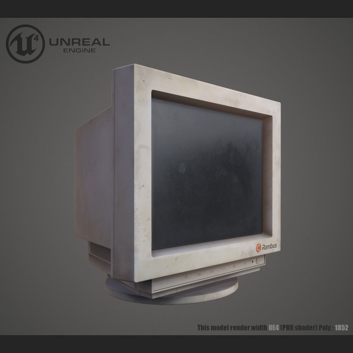 Old monitor Low-poly 3D model_1