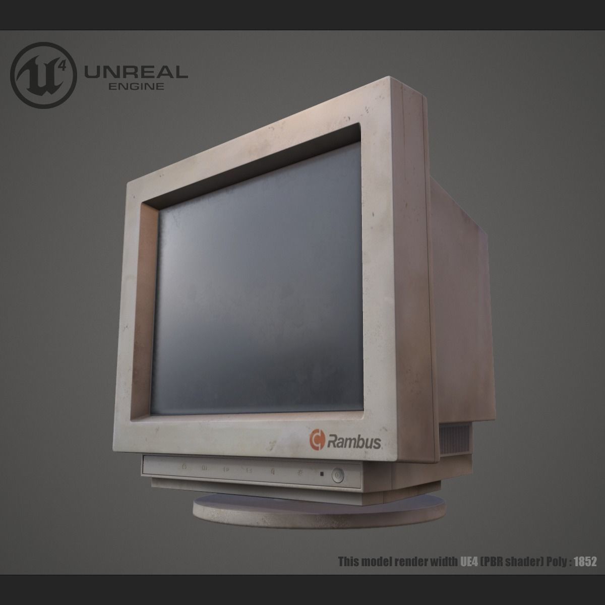 Old monitor Low-poly 3D model_4