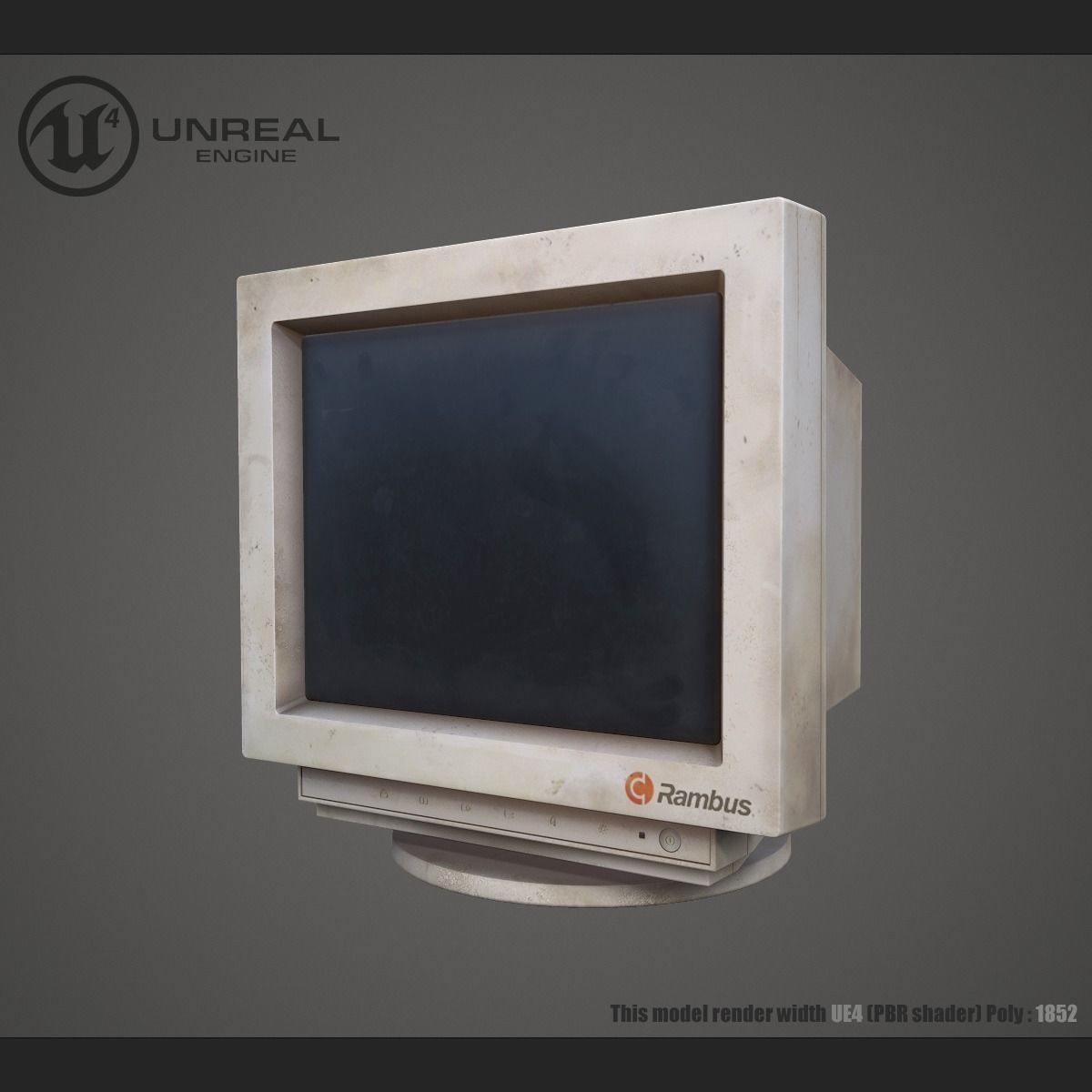 Old monitor Low-poly 3D model_0