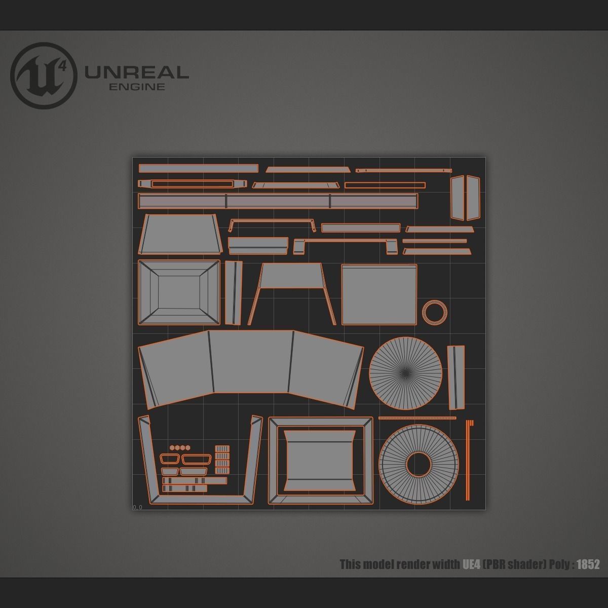 Old monitor Low-poly 3D model_7