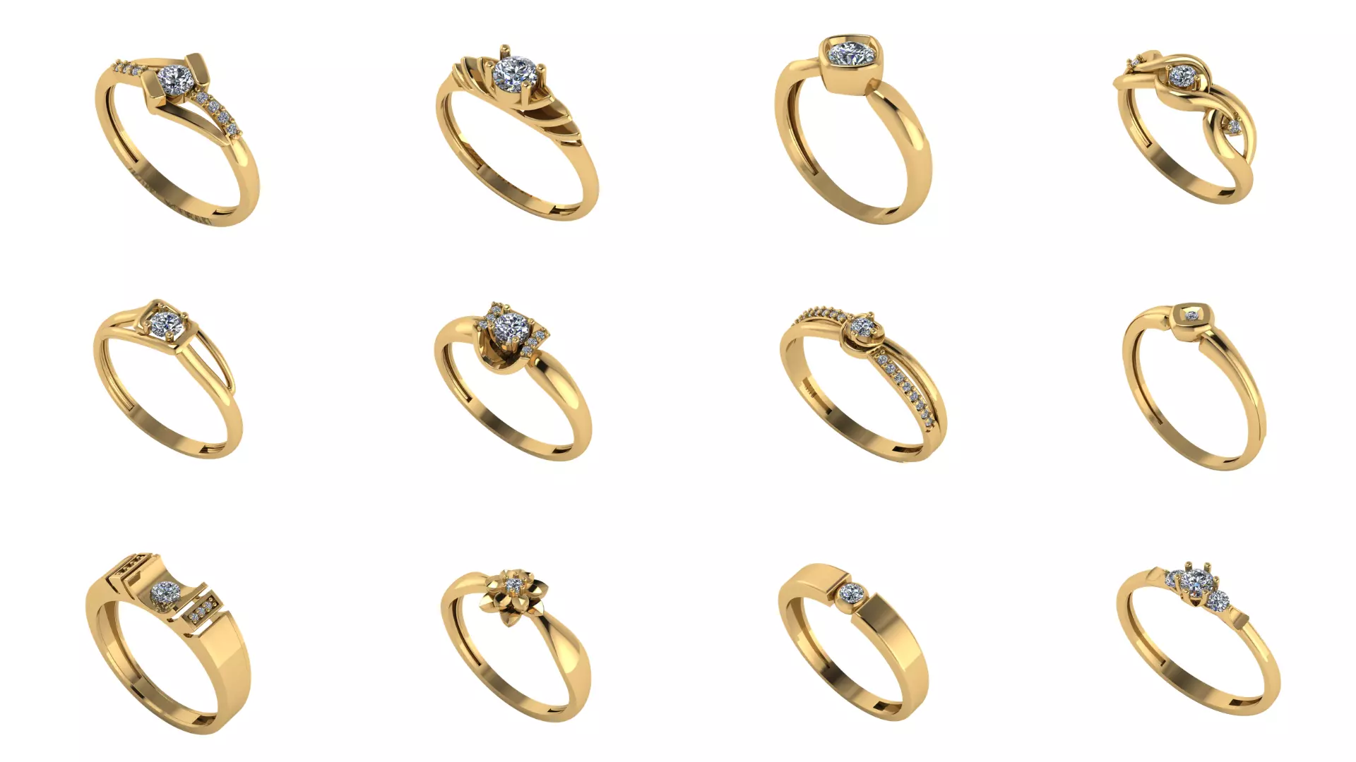 Large set of gold and silver jewelry 3D printing model 3D print model