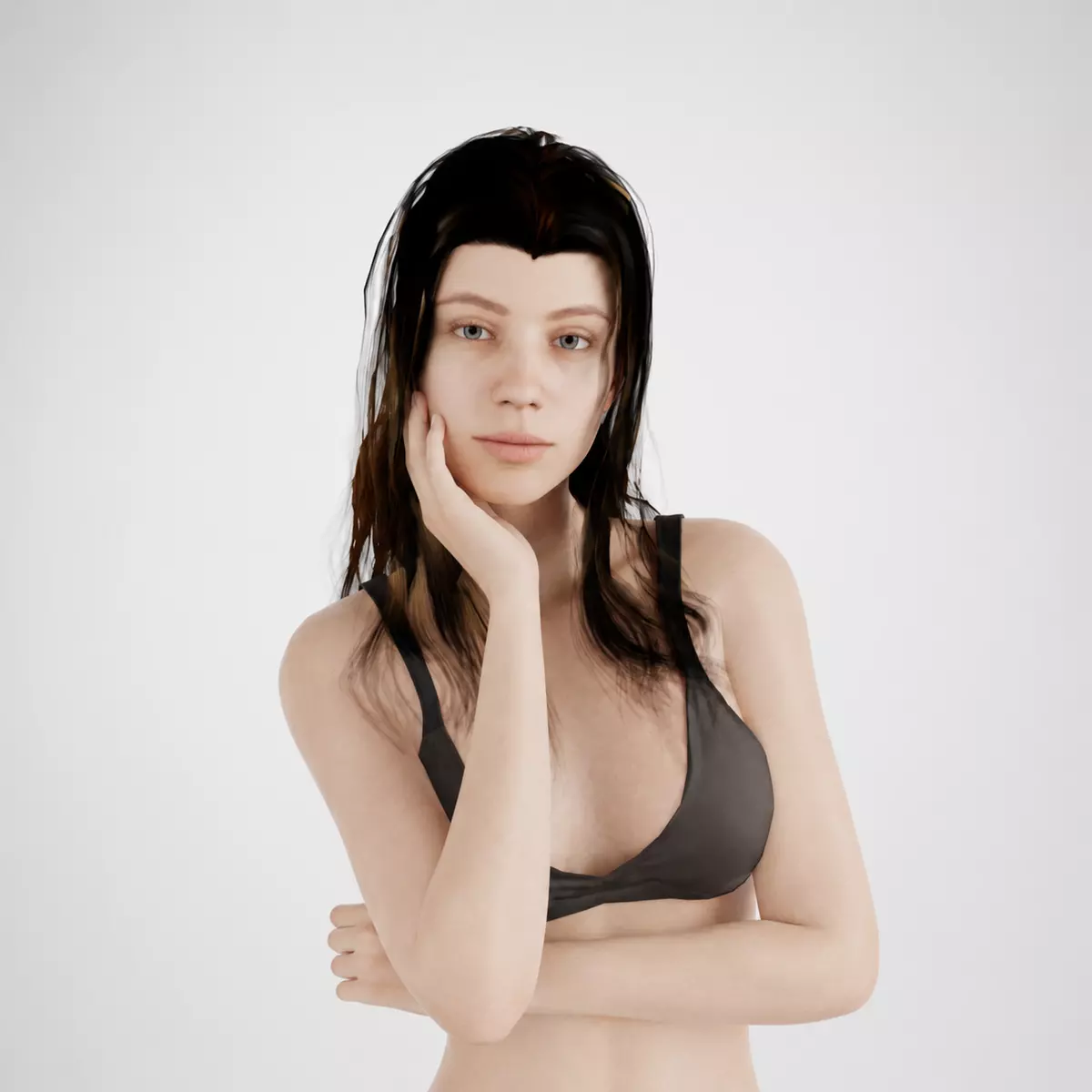 Young Female Character Base Mesh Low-poly 3D model