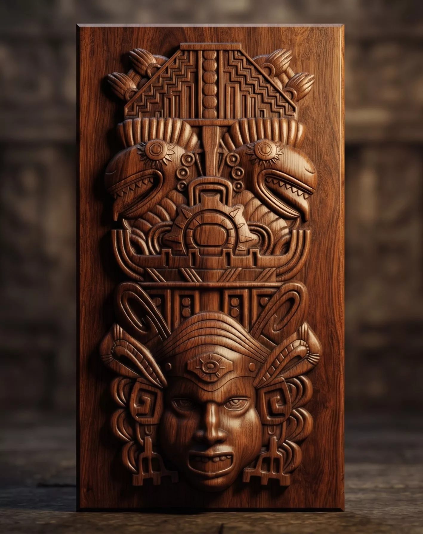 Maya Deity Panel v04 Aztec Relief Model 3D print model