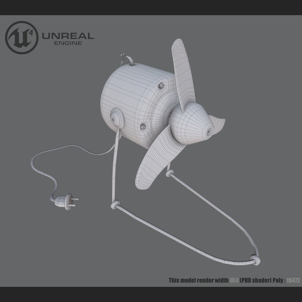 Old fan Low-poly 3D model_6