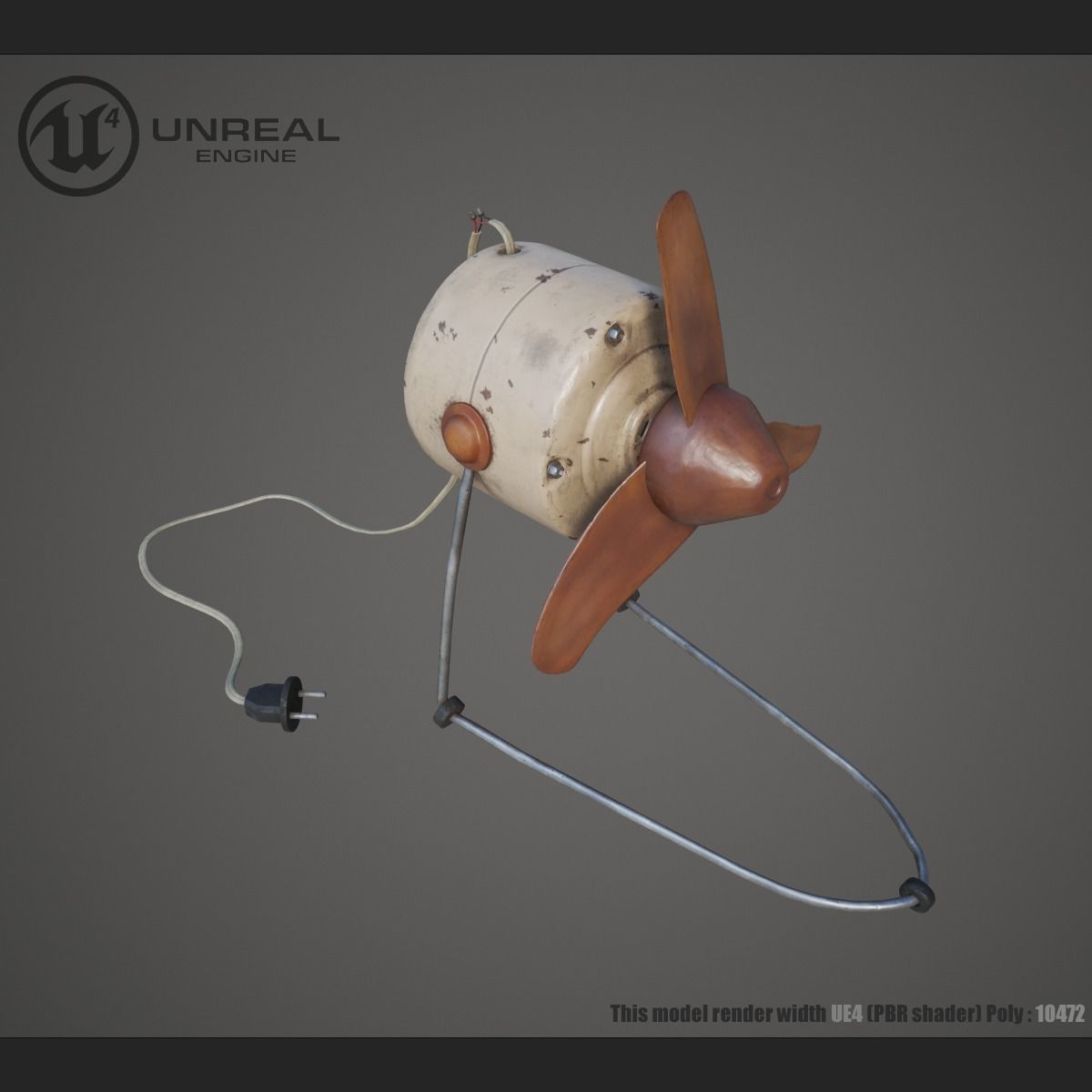 Old fan Low-poly 3D model_0