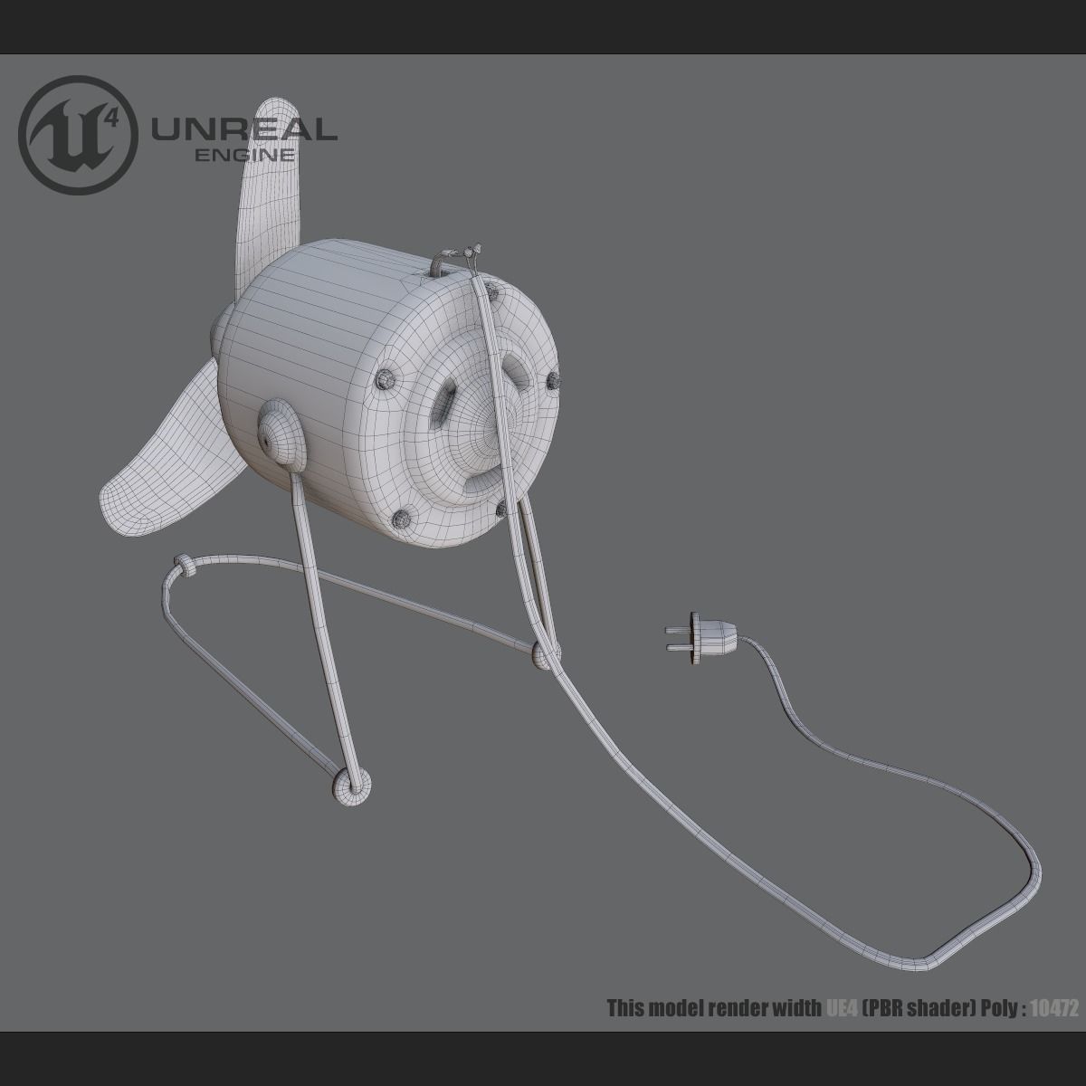 Old fan Low-poly 3D model_7