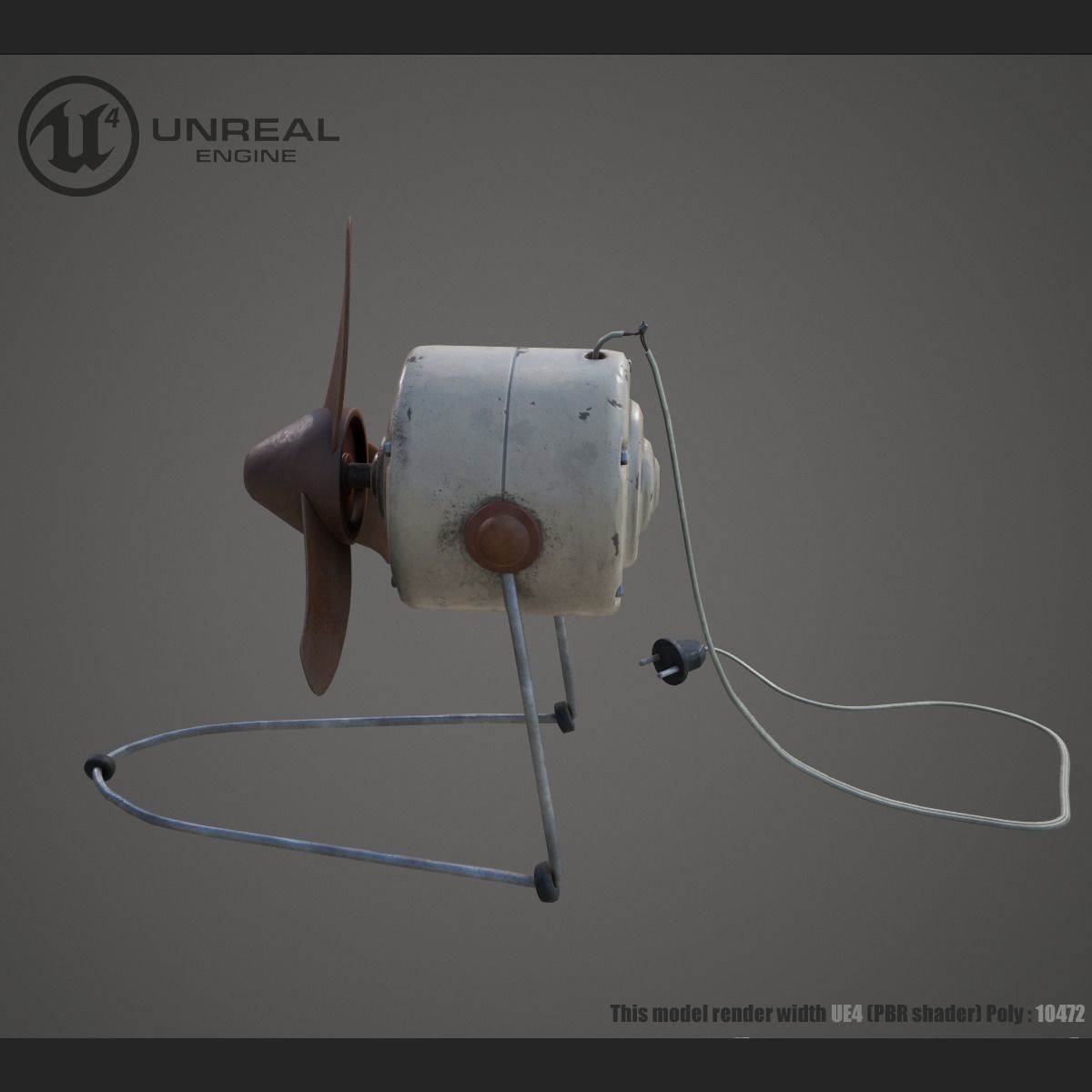 Old fan Low-poly 3D model_3