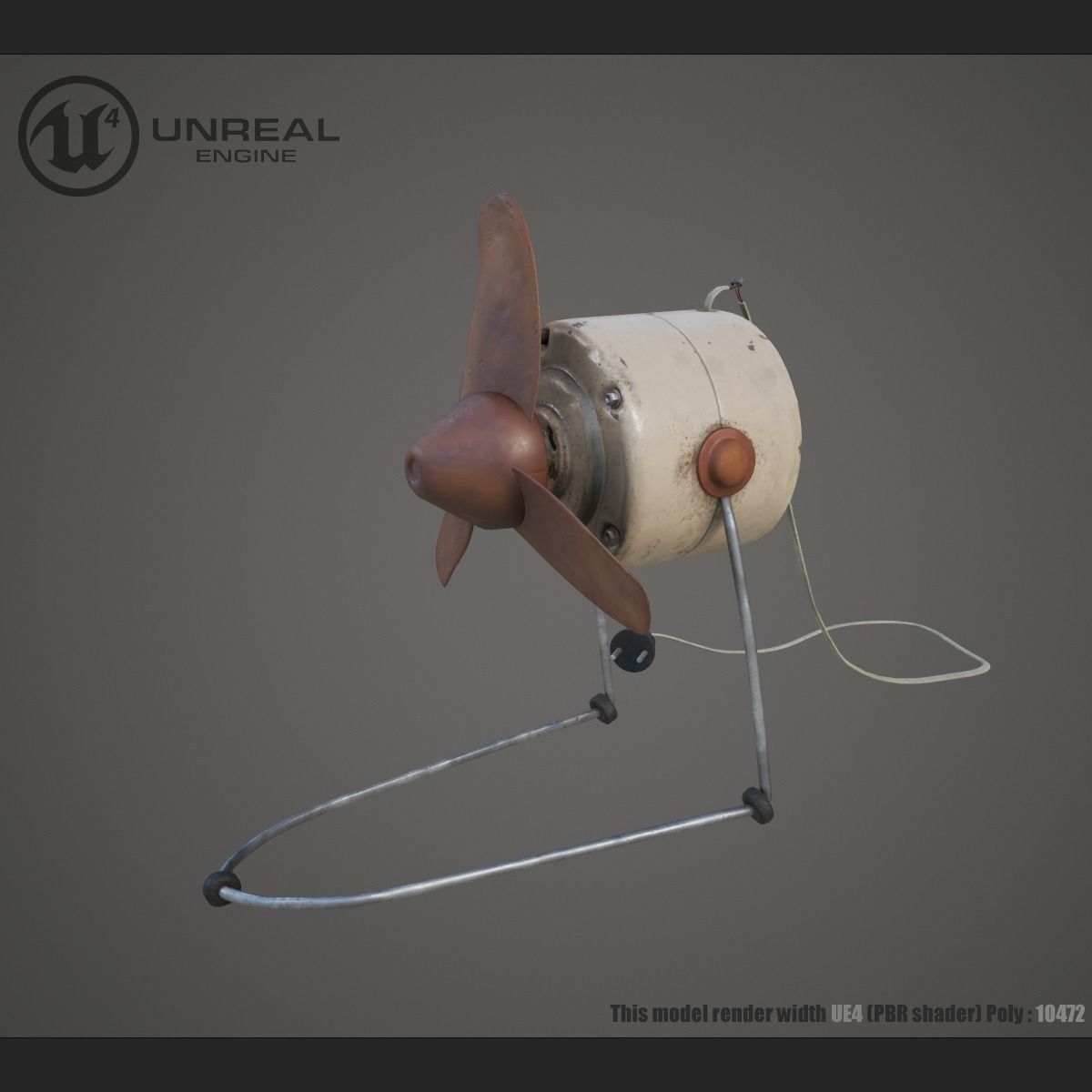 Old fan Low-poly 3D model_1
