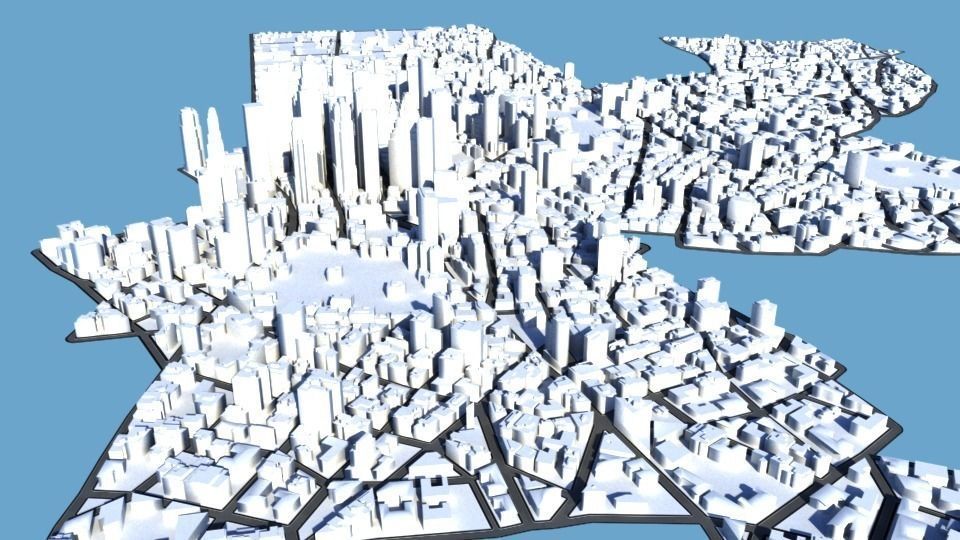 Cityscape city in shape of snow globe 3D model_3