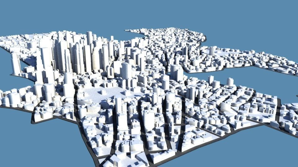 Cityscape city in shape of snow globe 3D model_1