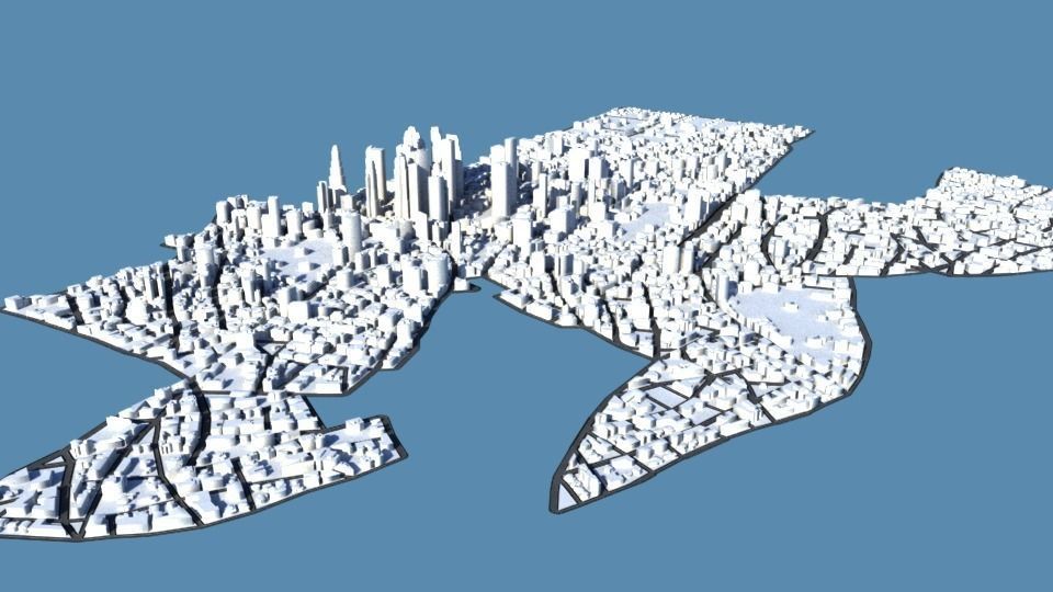 Cityscape city in shape of snow globe 3D model_0