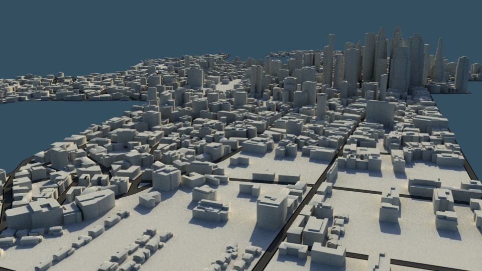 Cityscape city in shape of snow globe 3D model_4