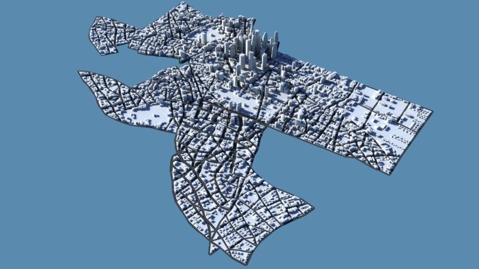 Cityscape city in shape of snow globe 3D model_2