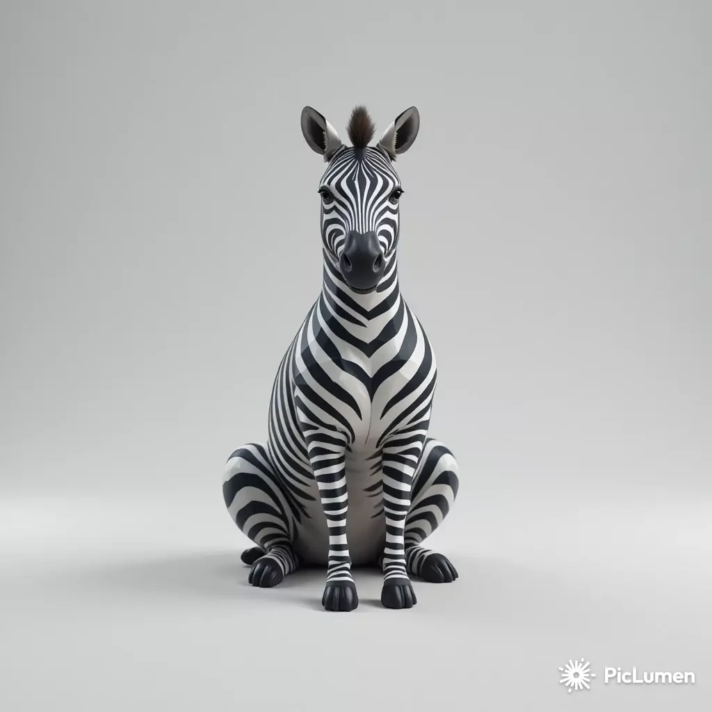 Sitting Low Poly Zebra 3D Model - Geometric Animal Asset 3D print model